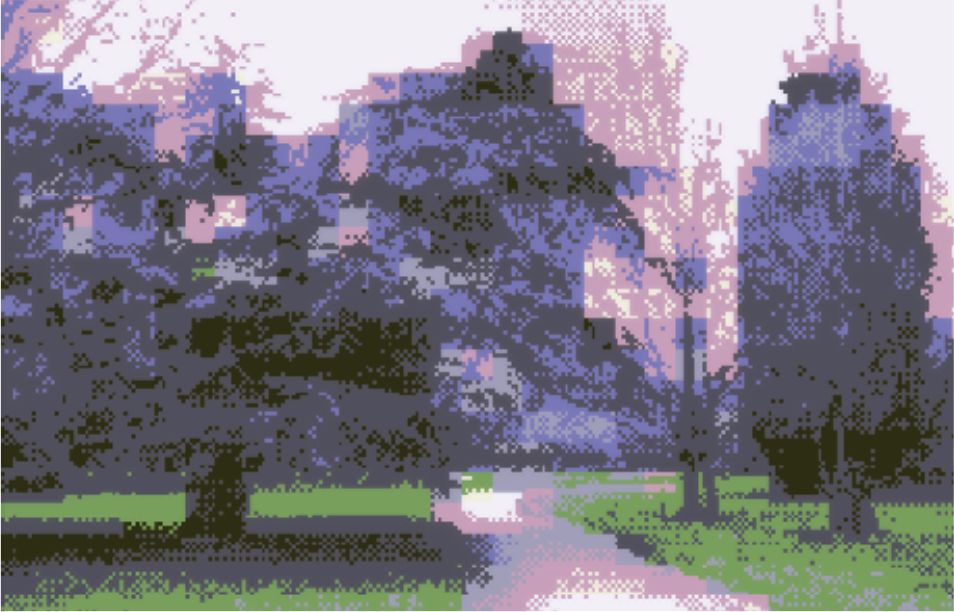 A pixellated image of Finsbury Park