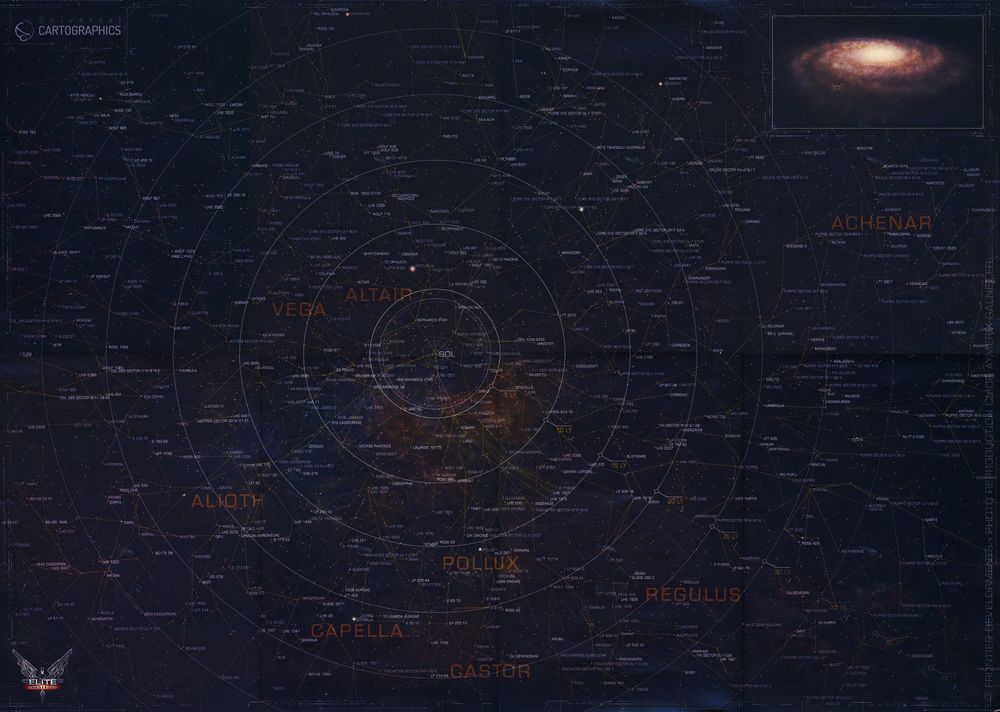 The Universal Cartographics map of the galaxy, Elite Dangerous.
